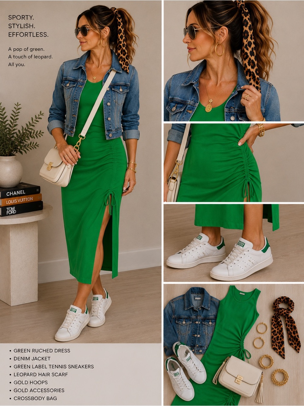 J. Crew Bright Green Ribbed Tank Midi Dress with Side Tie